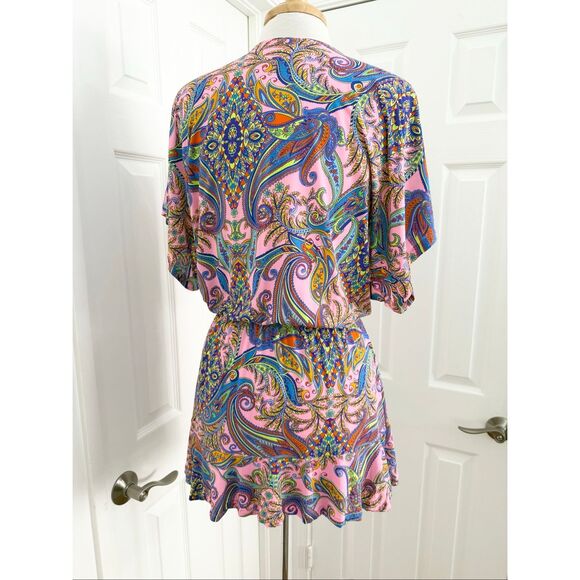 Luli Fama Womens Multicolor Pinkin About You Playera Cover-Up Dress Size Medium - Picture 4 of 6